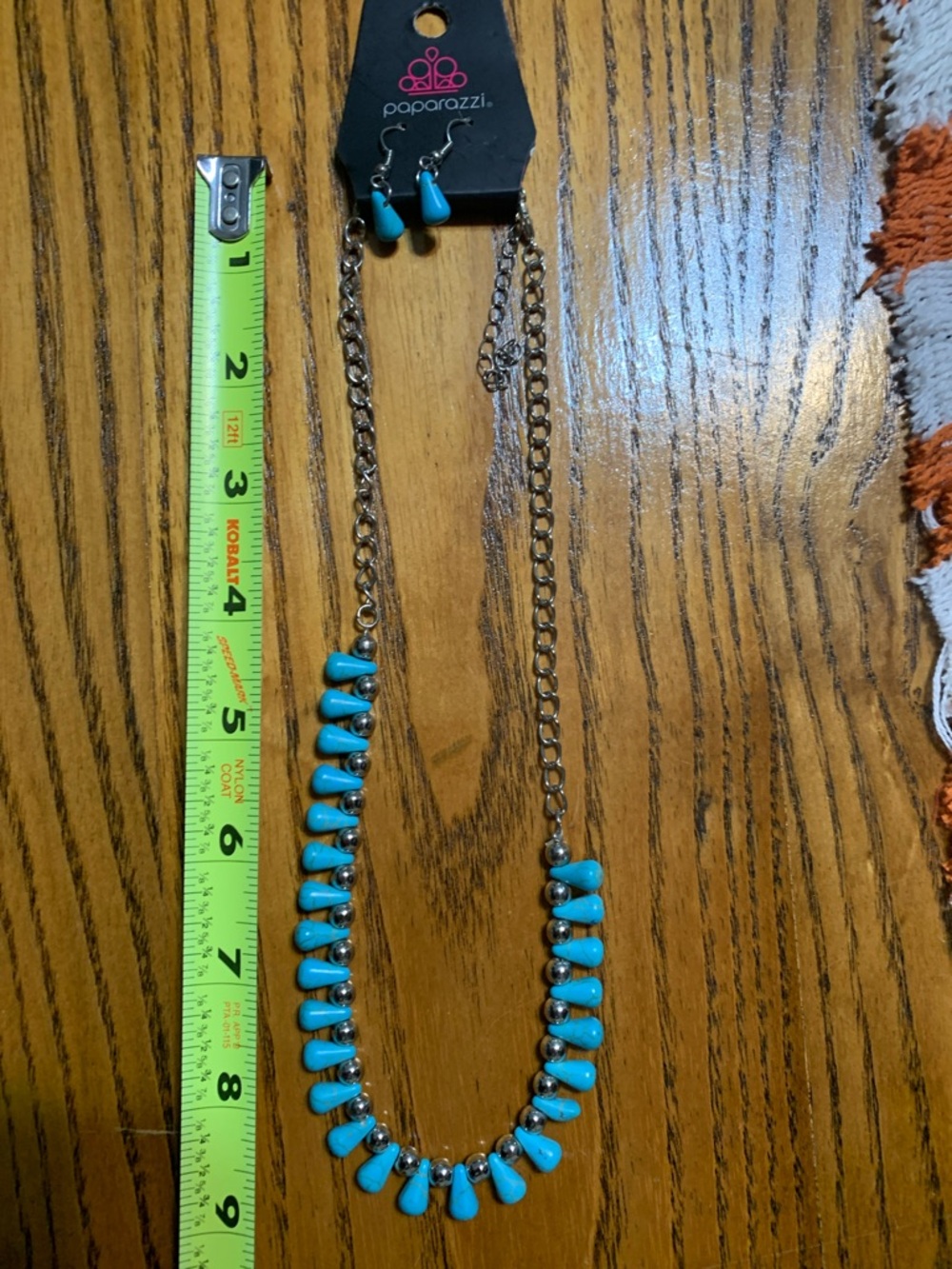 paparazzi Turquoise Teardrop Bib Necklace with Silver Accents